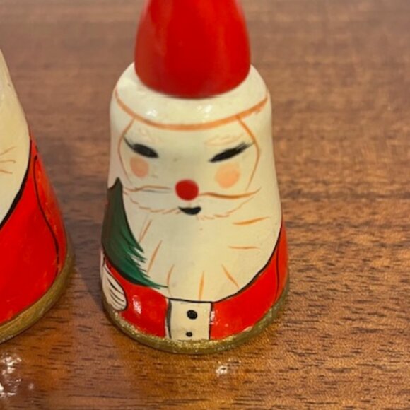 Set of 3 Vintage Graduated Wooden Christmas Santa Claus Bells - Picture 4 of 6